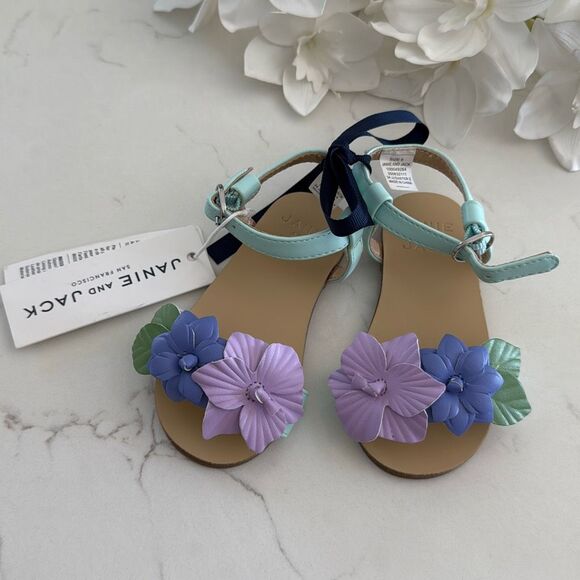 Janie and Jack Flower Sandal in Mint Size 5 - Picture 2 of 7